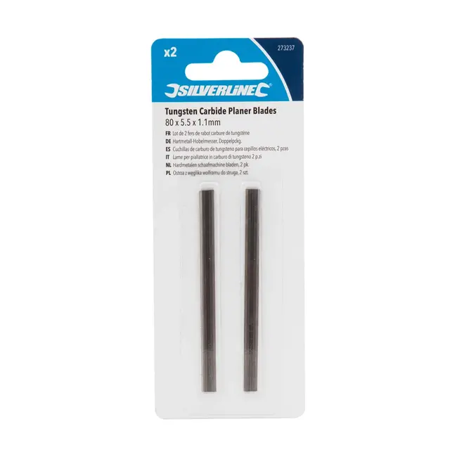 Silverline Schaafmachine bladen - 80 x 5,5 x 1,1 mm - hardmetaal - 2 stuks