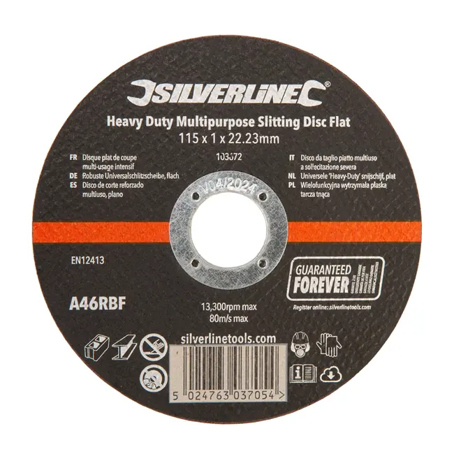 Silverline Snijschijf 115 mm - dikte 1 mm - Heavy Duty - steen, tegels, beton, metaal