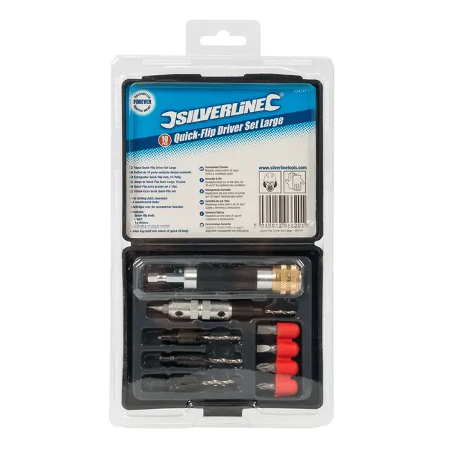 Silverline Quick-flip schroef en boor set - 11 delig