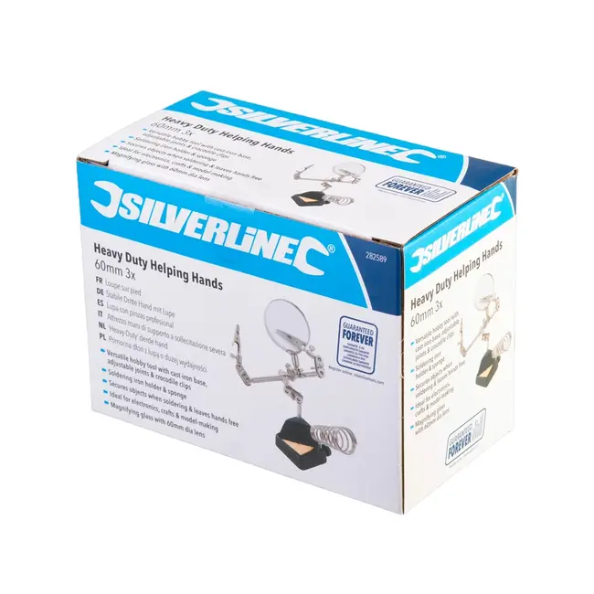 Silverline Derde hand met 6 cm vergrootglas, houder en spons - Heavy Duty