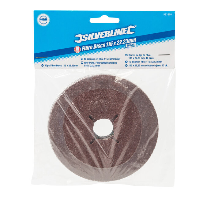 Silverline Vezel schuurschijven 115 x 22,23 mm - korrel 60 - 10 stuks