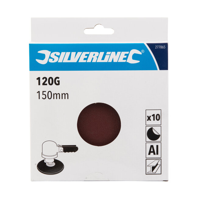 Silverline Schuurschijven 150 mm - korrel 120 - zelfklevend - 10 stuks