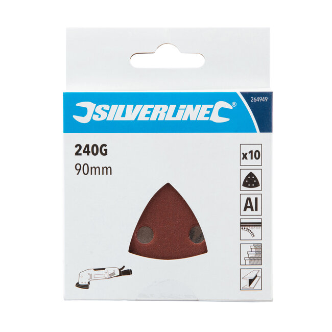 Silverline Schuurvellen 90 mm delta - korrel 240 - klittenband - stofgaten - 10 stuks