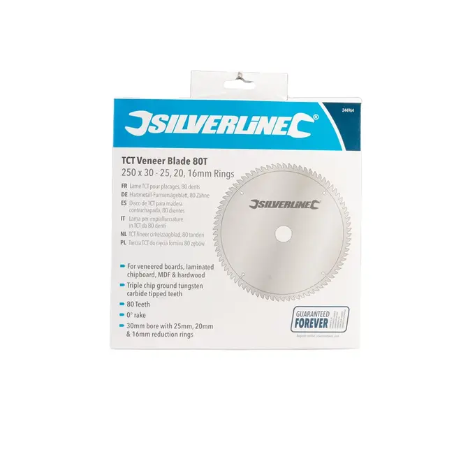 Silverline Fineer cirkelzaagblad 250 mm - 80 tanden - TCT