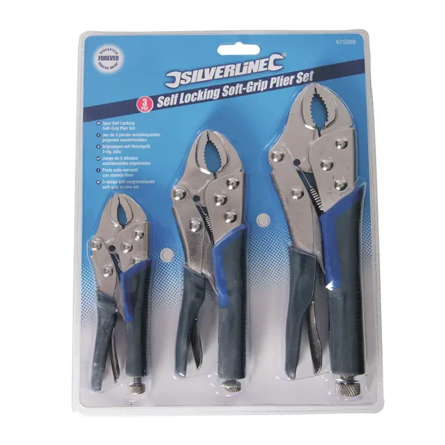 Silverline Griptangenset - soft grip - zelf vergrendelend - 3 delig