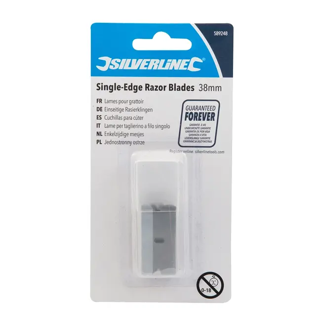 Silverline Enkelzijdige schraapmesjes - 38 x 19 mm - 10 stuks