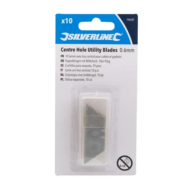 Silverline Snijmesjes met middengat - 0,6 mm - 10 stuks - opberghuls