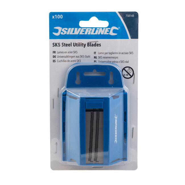 Silverline Reservemesjes - SK5 staal - 100 stuks - opberghuls