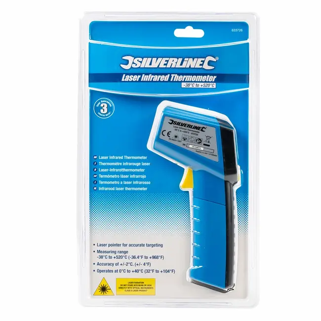 Silverline Infrarood laser thermometer -38°C tot + 520°C