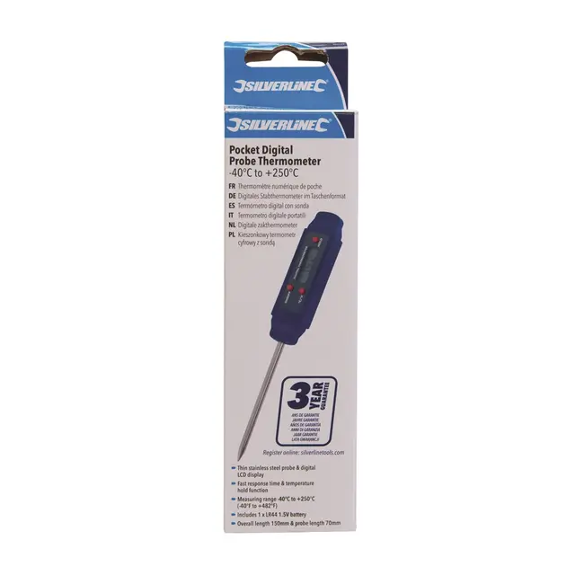 Silverline Digitale zakthermometer -40°C tot +250°C