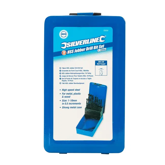 Silverline Metaalborenset - 1 t/m 10 mm - HSS-R - 19 delig