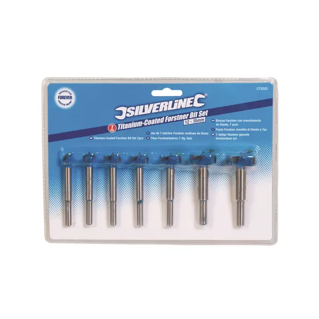 Silverline Forstnerboor set - 12 t/m 35 mm - titanium - 7 delig
