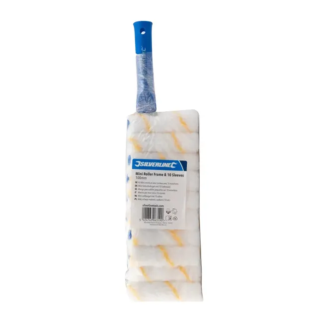 Silverline Mini verfbeugel - 10 acryl rollers - 100 mm