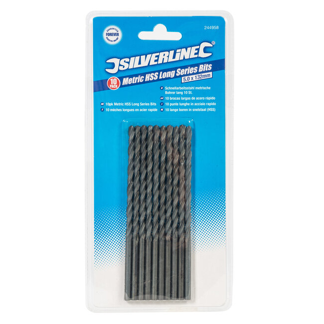 Silverline Lange metaalboor - 5 x 132 mm - HSS-R staal - 10 stuks