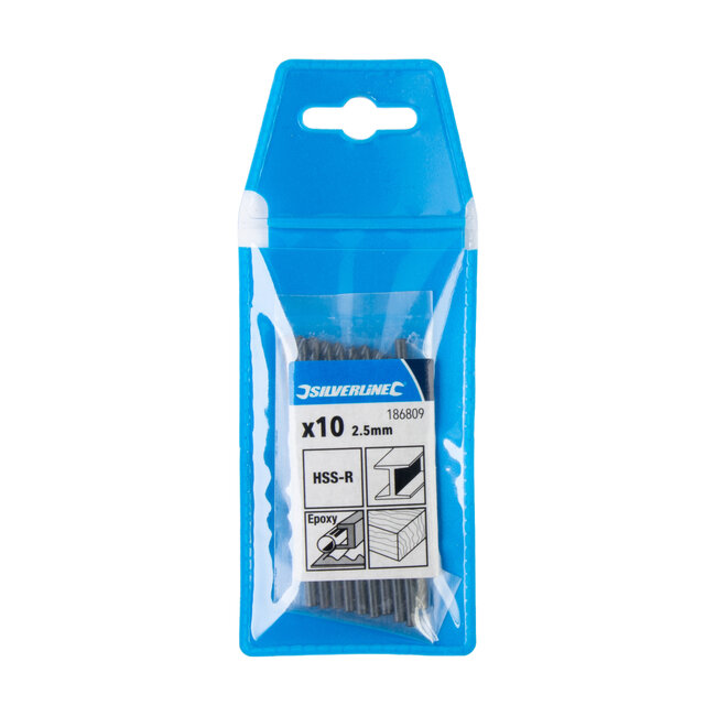Silverline Metaalboor - 2,5 mm - HSS-R staal - 10 stuks