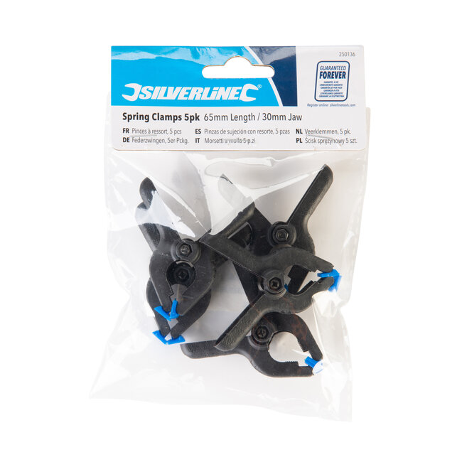 Silverline Veerklemmen - 60 mm lengte - 30 mm kaak - 5 stuks