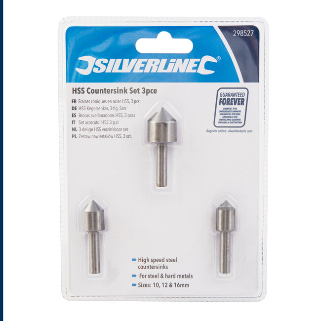 Silverline HSS verzinkboor set 3 delig
