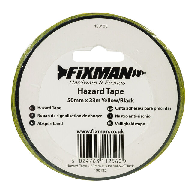 Fixman Veiligheidstape 50 mm x 33 m, zwart/geel