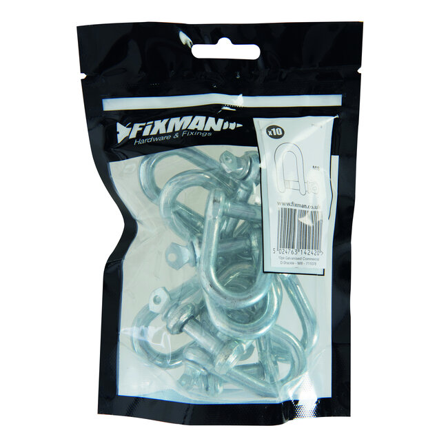 Fixman Gegalvaniseerde D-schakel - M8 - 10 stuks