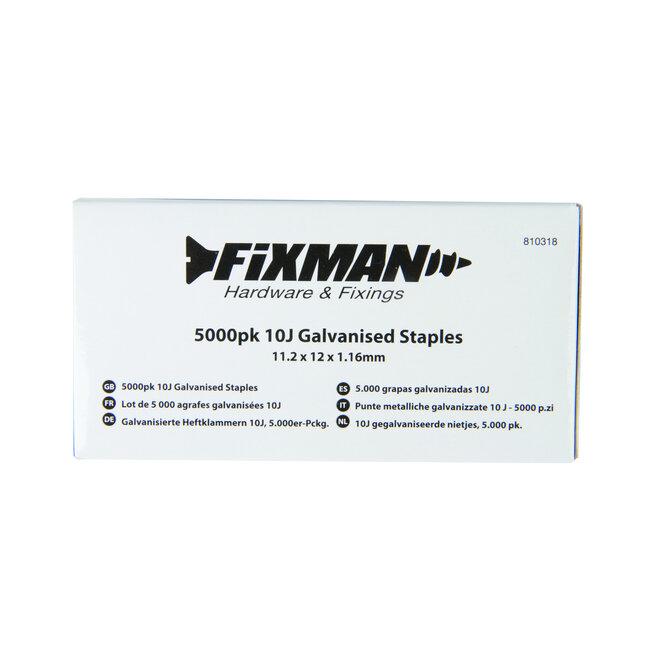 Fixman Gegalvaniseerde nietjes 10J - 12 mm - 5000 stuks