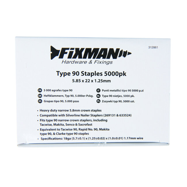 Fixman Type 90 nietjes - 22 mm - 5000 stuks