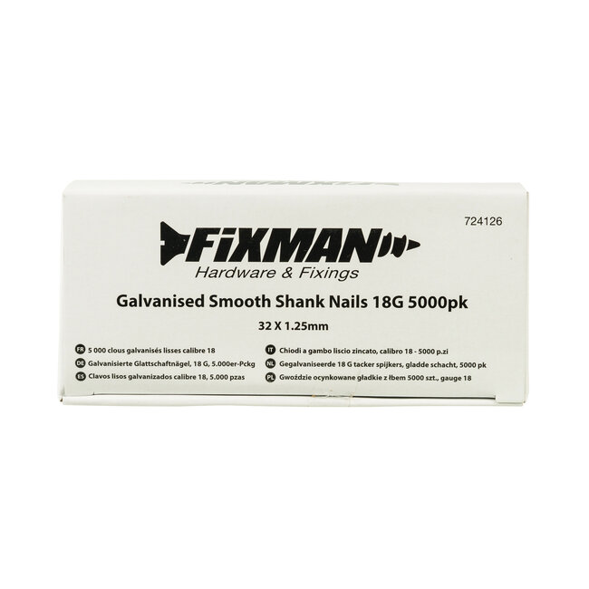 Fixman Tacker spijkers - 18 gauge - 32 x 1,25 mm - 5000 stuks