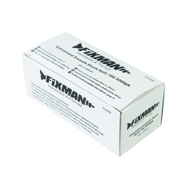 Fixman Tacker spijkers - 18 gauge - 50 x 1,25 mm - 5000 stuks