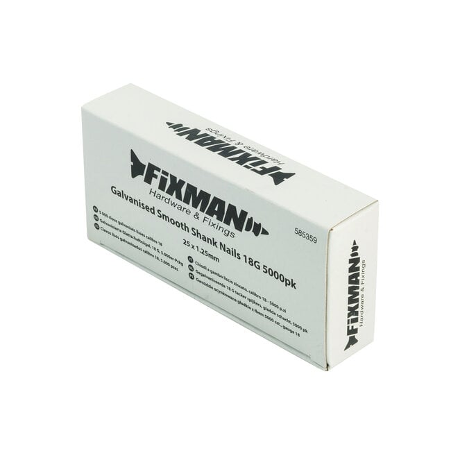 Fixman Tacker spijkers - 18 gauge - 25 x 1,25 mm - 5000 stuks