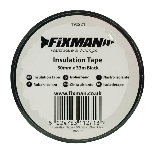 Fixman Isolatietape - zwart - 50 mm x 33 meter