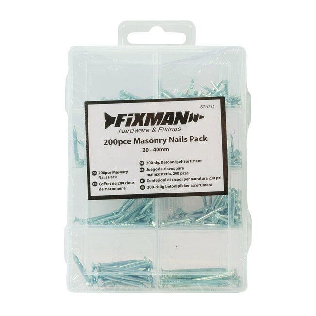 Fixman Betonspijker assortiment 200-delig assortiment