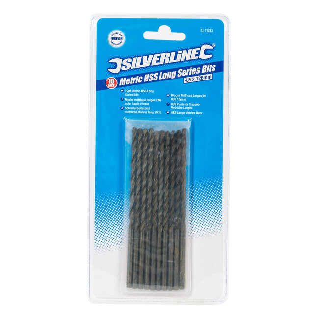 Silverline Lange metaalboor - 4,5 x 126 mm - HSS-R staal - 10 stuks