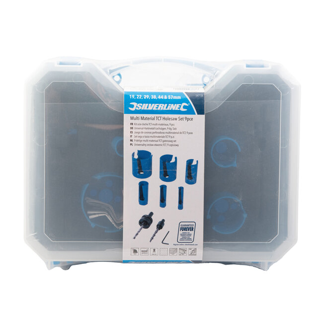 Silverline Multi-materiaal TCT gatenzaag set - 19 t/m 57 mm - 9 delig