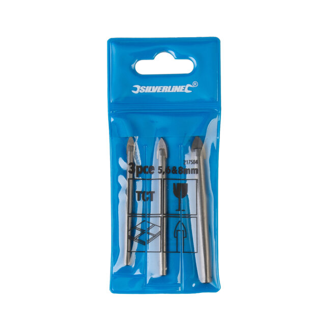 Silverline Tegel- en glasboor set - 5, 6 en 8 mm - 3 delig
