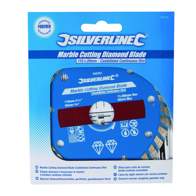 Silverline Diamant marmer zaagblad - 110 x 2,7 x 20 mm - gesloten velg