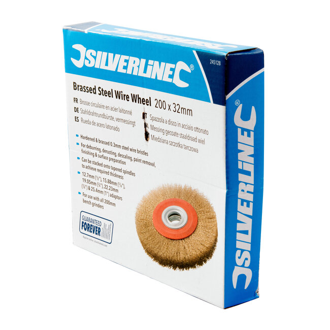 Silverline Messing gecoate staaldraad wiel - 200 x 32 mm