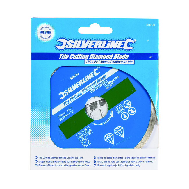Silverline Diamant tegel snijschijf 115 x 22,23 mm, gesloten velg