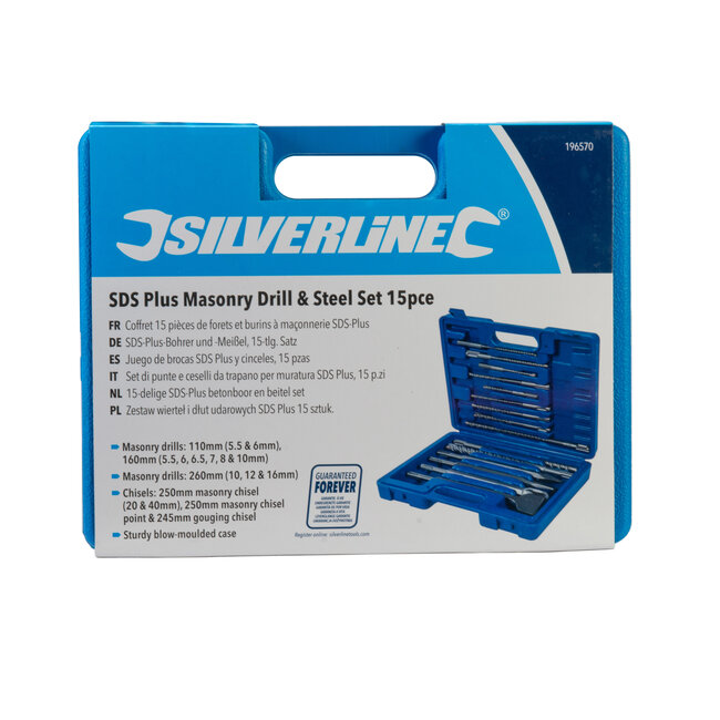 Silverline 15 delige SDS-Plus betonboor en beitel set