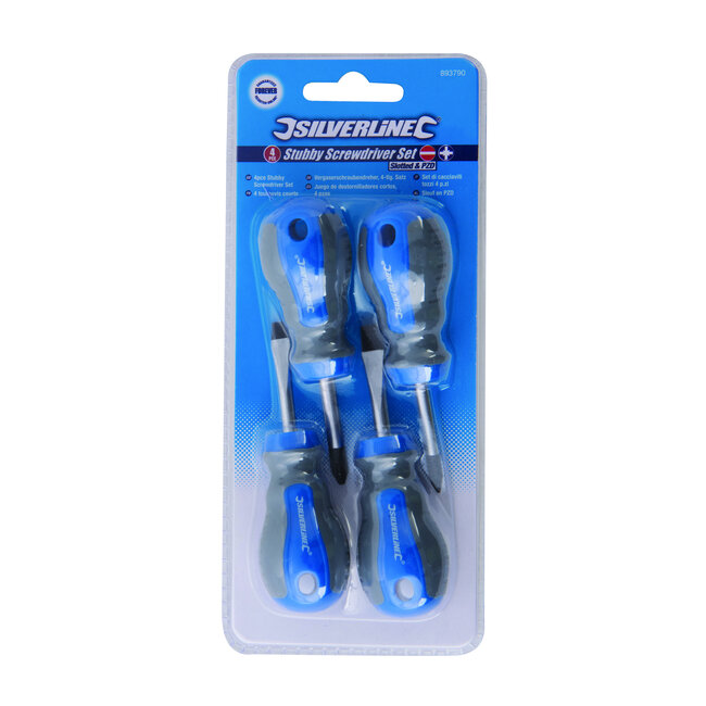 Silverline 4 delige stubbie schroevendraaier set