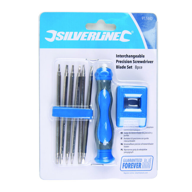 Silverline Verwisselbare precisie schroevendraaier bladen, 8 delig
