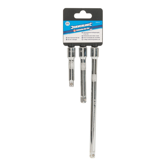 Silverline 3 delige ratelverlengstukken set 1/4"
