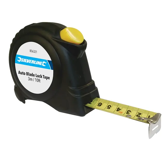 Silverline Rolmaten met automatische vergrendeling, displaydoos 30 stuks, 3 m x 16 mm