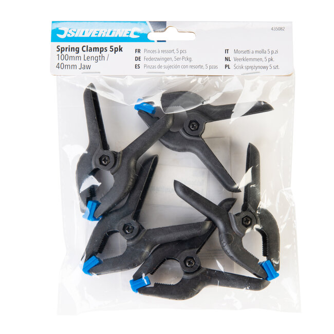 Silverline Veerklemmen - 100 mm lengte - 40 mm kaak - 5 stuks