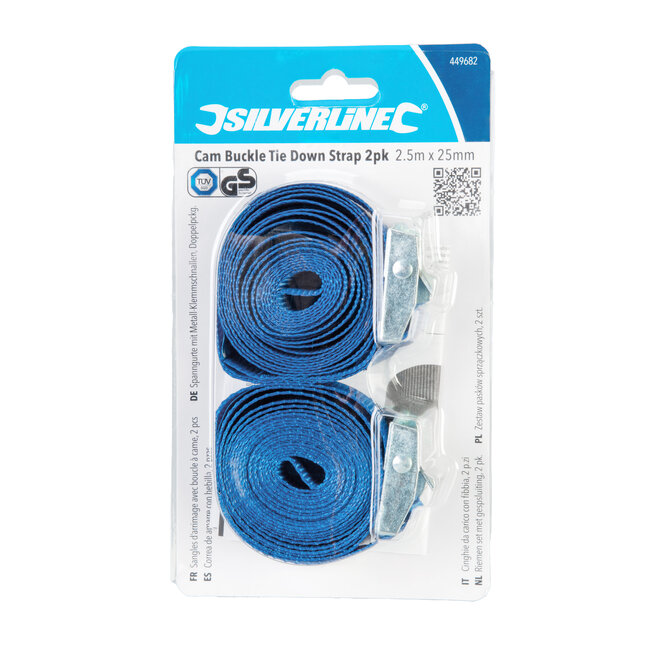 Silverline Riemen set met gespsluiting, 2,5 m x 25 mm, 2 pak 2,5 m x 25 mm