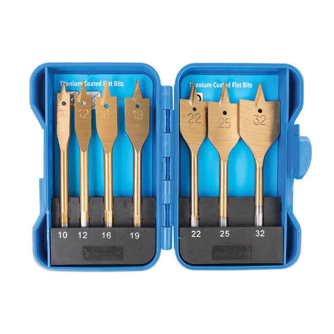 Silverline 7 delige platte bits set met titanium coating 10-32 mm
