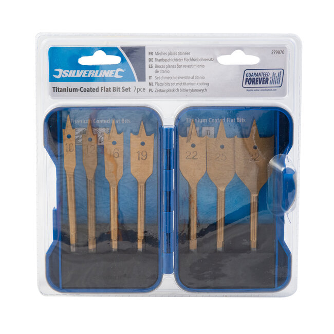 Silverline 7 delige platte bits set met titanium coating 10-32 mm