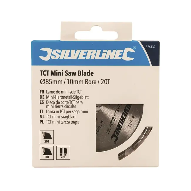 Silverline TCT mini zaagblad 85 mm diameter - 10 mm asgat - 20 tanden
