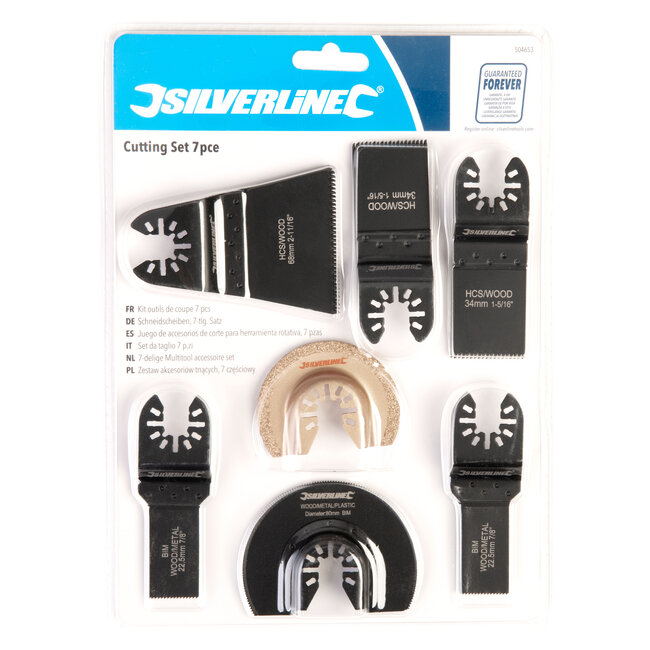 Silverline Multitool zaagbladen set - 7 delig - voor hout, metaal en tegels