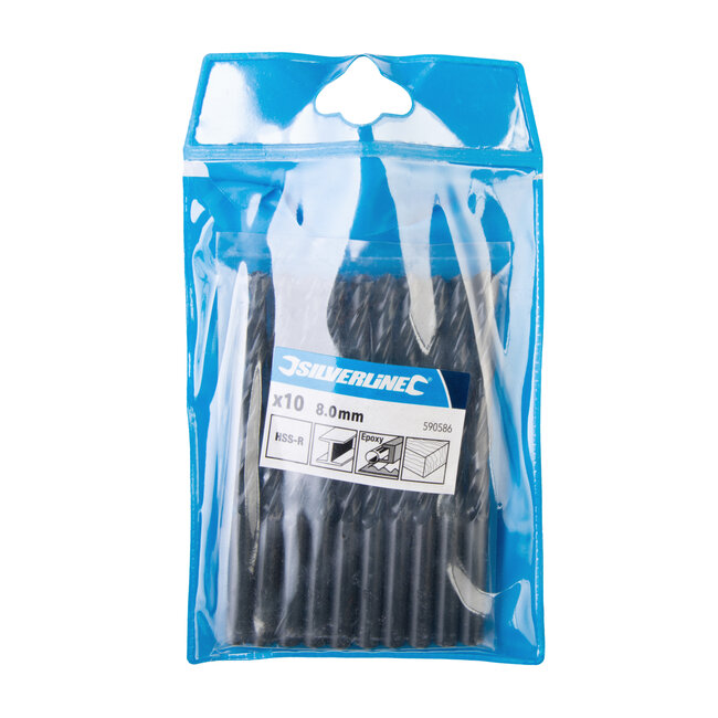 Silverline Metaalboor - 8 mm - HSS-R staal - 10 stuks