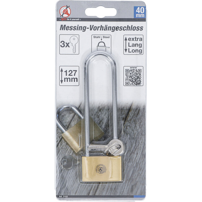 BGS Hangslot messing extra hoge beugel, 40 mm