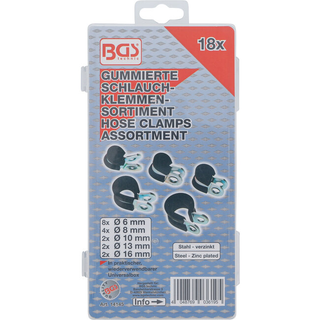 BGS Assortiment sok slangklemmen Ø 6 - 16 mm 18 delig